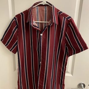 Shein- Red with blue and white stripe short sleeve